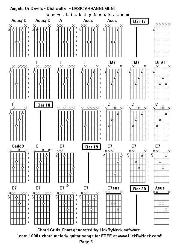 Chord Grids Chart of chord melody fingerstyle guitar song-Angels Or Devils - Dishwalla   - BASIC ARRANGEMENT,generated by LickByNeck software.